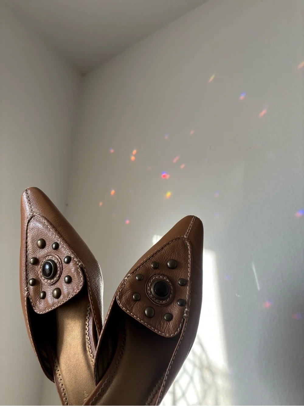 Vintage Boho Summer Brassy Kitten Heels